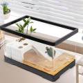 Turtle Tank Box Basking Ramp Hideout Tortoise Enclosure Starter Indoor Decor Medium Black.