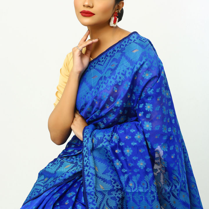 Blue%20Color%20ComfortableTangail%20Jamdani%20Saree%20For%20Women%20Without%20Blouse%20pieces%20-%20Home%20Office%20Partywear%20-%20Suitable%20Every%20Occasion%20-%20Image%205