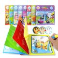 Water Drawing Book & Magic Pen Kids Reusable Painting Book Toddler Coloring Toy. 
