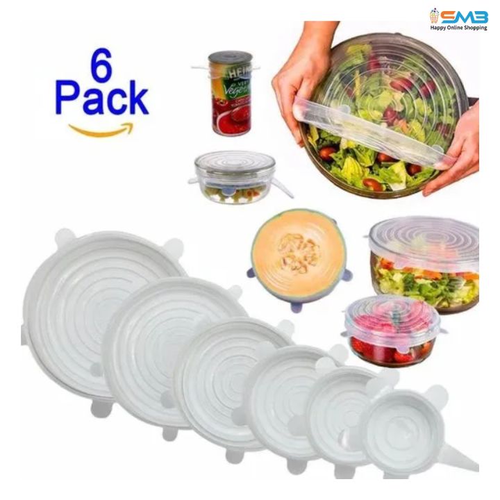 Safe Silicon Food Cover Set of 6pcs Kitchen Silicone Stretch Cover Seal Lid Preservation Vacuum Food Storage Wrap Bowl Cover
