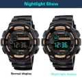 Men Multifunctional Electronic Watch Round Screen Stopwatch Life Waterproof Alarm Clock Night Light Watch.