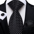 2023 New Black And White Dot Formal Business For Men Silk Polyester Wedding Party Men Suits Groom Accessories Man. 