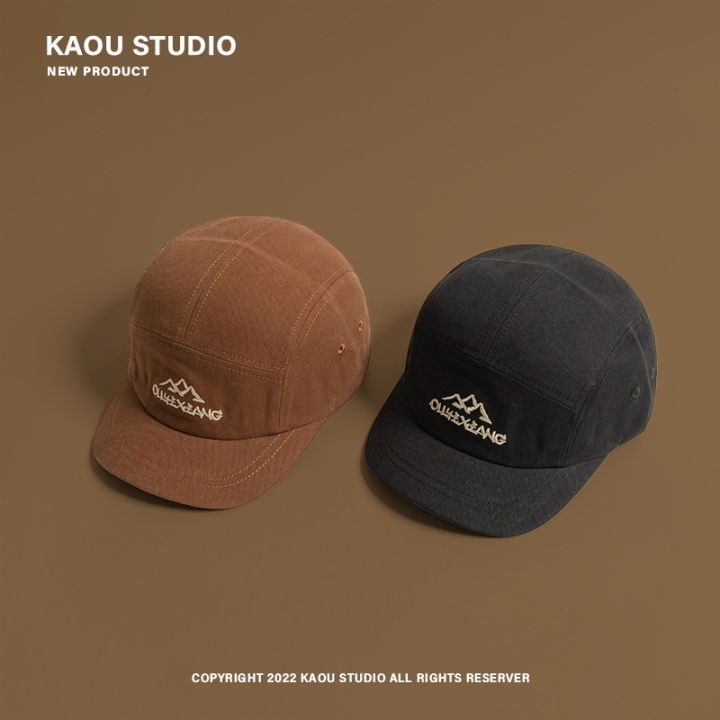 %5B%20New%20%5D5cm%20Short%20Brim%20Baseball%20Cap%20Brown%20Hat%20Men's%20Big%20Head%20Circumference%20Soft%20Top%20Vintage%20Embroidered%20Short%20Brim%20Peaked%20Cap%20-%20Image%204