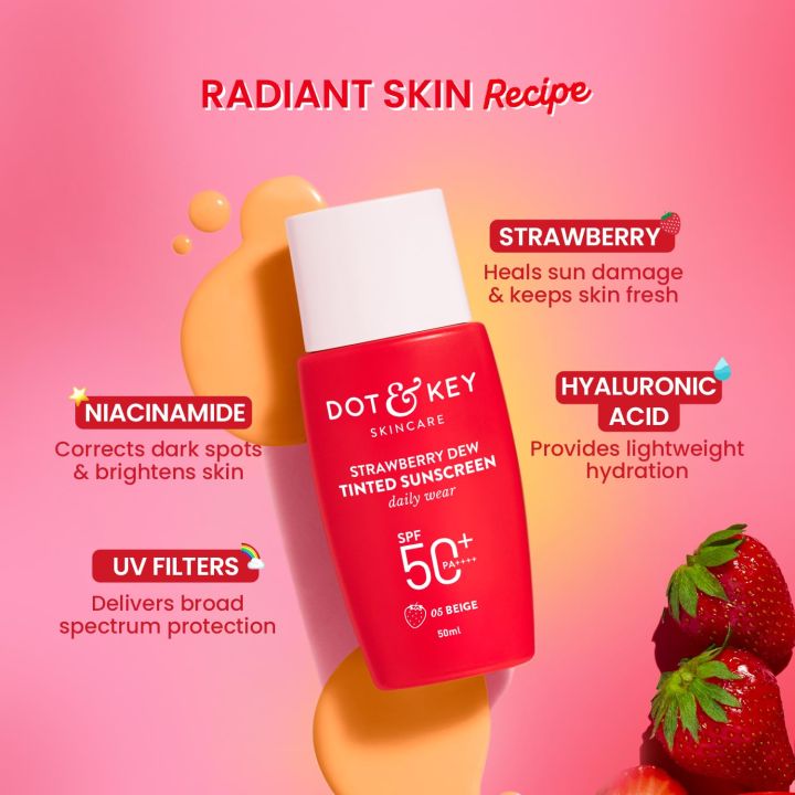 Dot%20&%20Key%20Strawberry%20Dew%20Tinted%20Sunscreen%2050ml%20SPF50+%20Pa++++%20%7C%20Protection%20Against%20UA/UB%20%7C%20Broad%20Spectrum,%20Water%20&%20Sweat%20resistant%20%7C%20For%20All%20Skin%20Types%20%7C%20India%20%7C%20Seal%20Open%20Box%20-%20Image%205