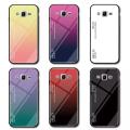 Gradient Color Tempered Glass Casing Protective Case Back Cover Soft TPU Bumper Case For Samsung Galaxy J1 (2016) / J120 Case. 