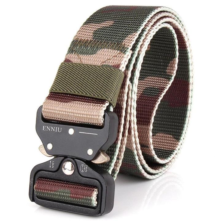 Men's Tactical Belt Heavy Duty Webbing Belt Adjustable Military Style Nylon Belts with Metal Buckle