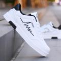Autumn PU Leather Sport Men Running Shoes Men's Leather Sneakers White Sports Shoes Vulcanize Vulcanized Vulcanization GMB-2110. 