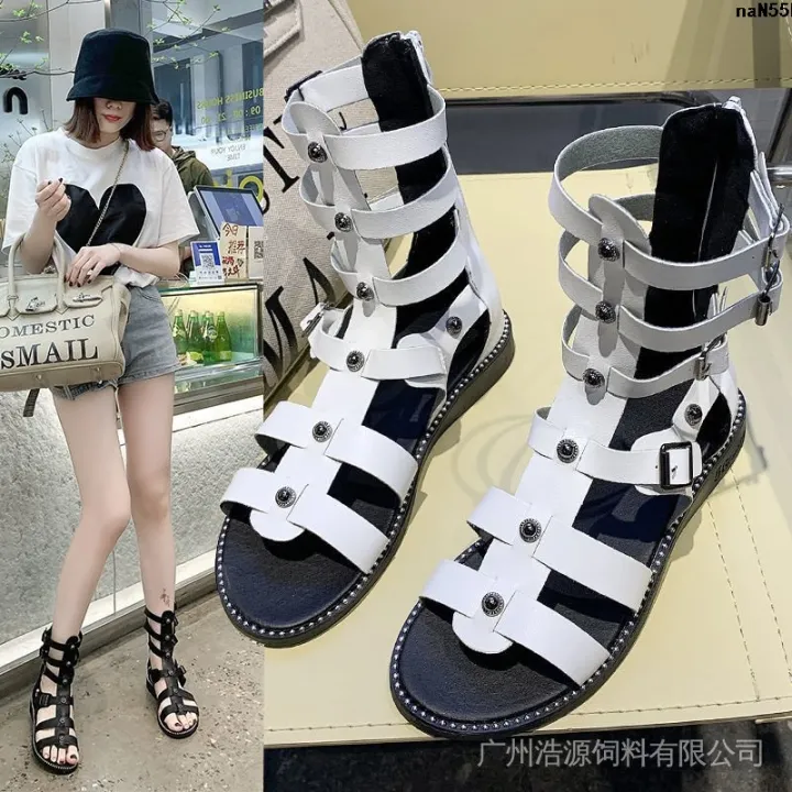 Flat%20Heel%20Cross%20Mid-Calf%20Fashion%20Sandals%20Hollow%20Women's%20Flat%20Summer%20New%20Lace-up%20European%20and%20American%20Roman%20Shoes%20Open%20Toe%20Sandal%20Boots%20%EF%BC%89%20-%20Image%206