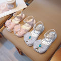 Kids princess sandals 2024 summer new baby ISA girls fashion bow soft soled anti slip beach shoes. 