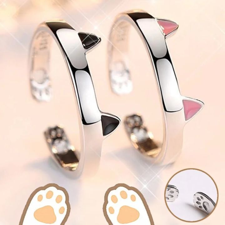 2Pcs%20Cute%20Cat%20Rings%20for%20Women%20Girls%20Adjustable%20Cat%20Ears%20Paw%20Animal%20Finger%20Ring%20Couple%20Cartoon%20Little%20Cat%20Kitten%20Pet%20Gift%20Jewelry%20-%20Image%203