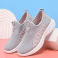 2024 spring new women's shoes light soft soles casual single shoes one foot slip shoes for middle-aged and elderly mothers comfortable walking shoes. 