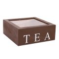 Wooden 9 Grids Tea Box Tea Bags Container Storage Box Square Gift Box Case Transparent Top Lid Jewelry Storage Box. 