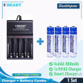 READY RE83 Charger and AAA Ni-Mh Battery 1.2V 900mAh LSD AAA NiMh Rechargeable Battery- RE83+ 4pcs AAA 900mAh. 