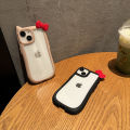 Sroof Case For iPhone 11 12 13 14 15 Pro Max New Cat Ear Simple and Creative Trendy 3D Cute Red Bow phone case back cover.