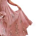 Elegant Vintage Women Maxi Dress Sleeveless V Neck Floral Print Large Hem Long Polyester Dress for Party Dating Daily.