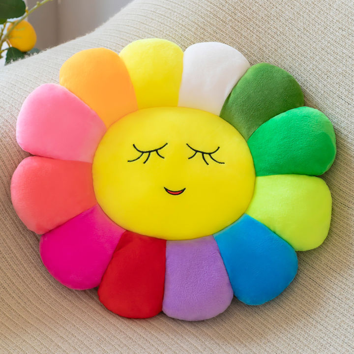 Multicolor%20sunflower%20shape%20pillow%20Emoji%20face%20cartoon%20plush%20material%20PP%20cotton%20filled%20-%20Image%203