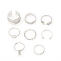 8Pcs/Set Exquisite Simple Crystal Geometric Ring Set Women Personality Hip-Hop Rock Finger Rings Party Jewelry Accessories. 