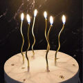 Metallic Long Spiral Candles with Stand- Pack of 6. 