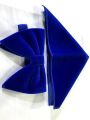 Velvet Bow Tie And Pocket Square Set For Men (Blue). 
