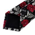 Black Red Rose Floral Ties For Men 8cm Men's Silk Neck Tie Handkerchief Cufflinks Set Business Wedding Tie Gift For Men DiBanGu.