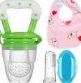 Baby Care Combo Set Of 3, Fruit/Food Feeder,Bib (Multicolor.