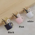 DIY New Charm Enamel Pen Holder Keychain Notebook Keychain A-Z Convex Glass Round Keyring Gift for Friends Teacher. 