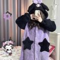 2 thick kulomi couple pajamas women's winter plus velvet nightgowns husk warm outer wear loungewear long cute bathrobes. 