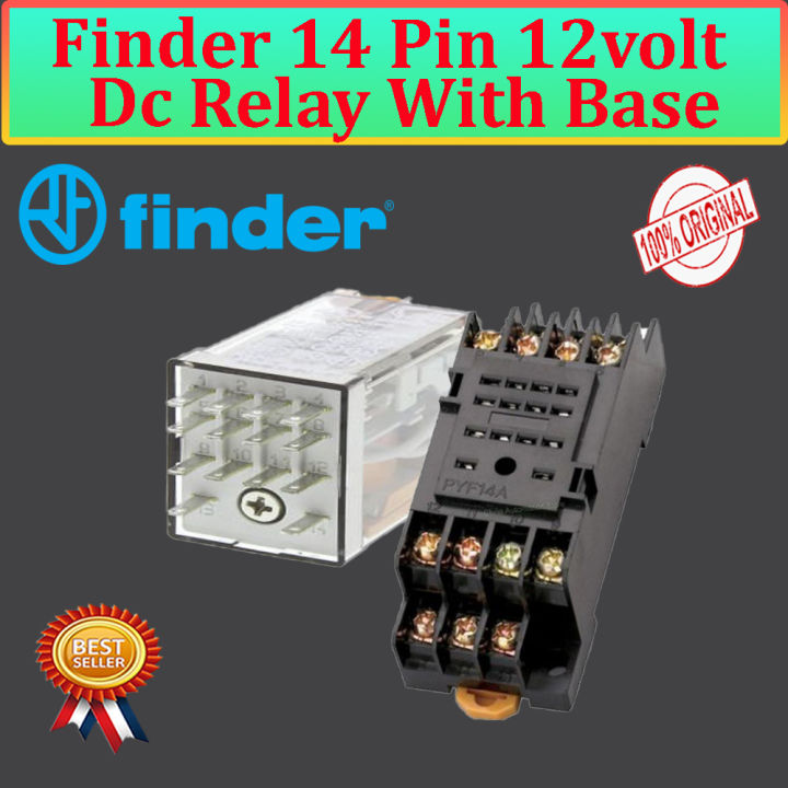 Finder%20Dc%2012Volt%205A%20Coil%2014%20Pin%20Power%20DPDT%20Electromagnetic%20General%20Purpose%20Relay%20With%20Base%20-%20Image%202