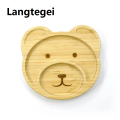 Children's Animal Pattern Bamboo Tableware with Base Suction Cup Baby Feeding Tableware Bamboo Plate Dinner Plate BPA Non-slip.