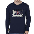 Navy Blue PUBG Long Sleeve Cotton T-shirt for Men - T-Shirt For Men. 