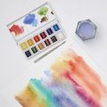 Winsor Newton 12 Color Cotman Solid Watercolor Paint Sketchers' Pocket Box Half Pans Palette Watercolor Brush Acuarela School.