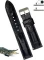 Leather Watchband Crocodile Leather Material Watch Band Wrist Strap 20mm 21mm 22mm With Silver Stainless Steel Buckle -. 