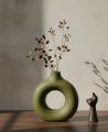 Modern Donut Flower Vase – Decorative Gypsum Home Decor.
