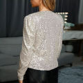 Office Ladies Jacket Sequins Glitter Short Style Jacket Outwear. 