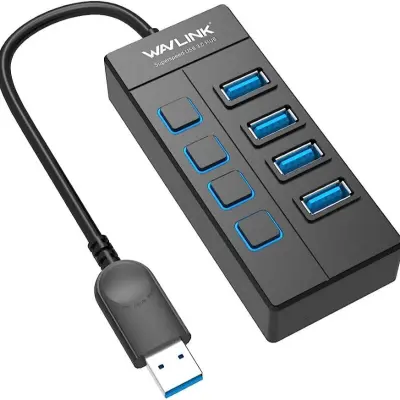 4 Ports Usb 3.0 Hub Led Usb Hub With Switch Super Speed 5Gbps - Usb Hub