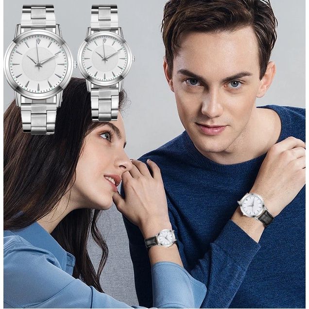 Couple Wristwatches Lover Quartz Watch Unisex Diamond Stainless Steel Luxury Silver Mesh Strap Fashion Women Men