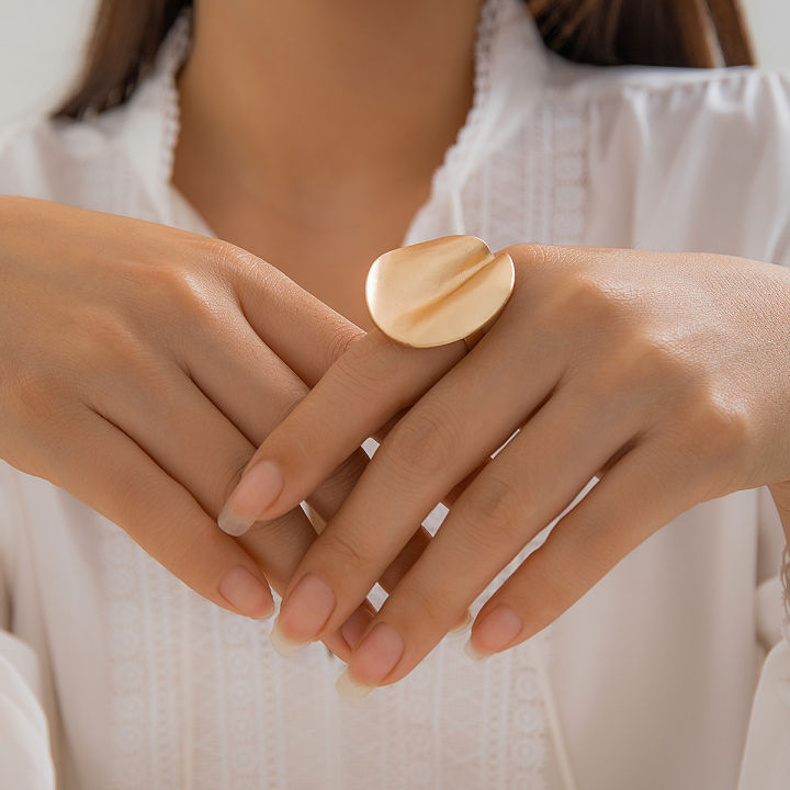 Lacteo%202024%20Trendy%20Geometric%20Irregular%20Big%20Cuff%20Ring%20for%20Women%20Matte%20Gold%20Color%20Finger%20Ring%20Ladies%20Party%20Gifts%20Jewelry%20Girls%20-%20Image%203
