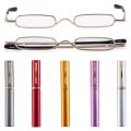 1Pc Mini Slim Pen Reading Glasses Small Reader Presbyopic Glasses Spring Hinged Eyeglasses with Pen Tube Clip Case +1.0x ~ +4.0x.