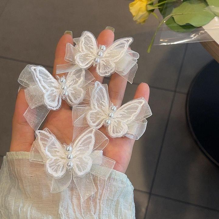 Super%20Fairy%20White%20Mesh%20Butterfly%20Pearl%20Hair%20Clips%20Female%20Senzheng%20Xianmei%20Bow%20Small%20Hairpin%20Side%20Braided%20Hair%20Headdresses%20-%20Image%208