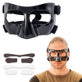 Sports Face Guard, Nose Guard for Broken Nose, Basketball Football Softball Training Face Protect Shield, Easy to Use Black Close.