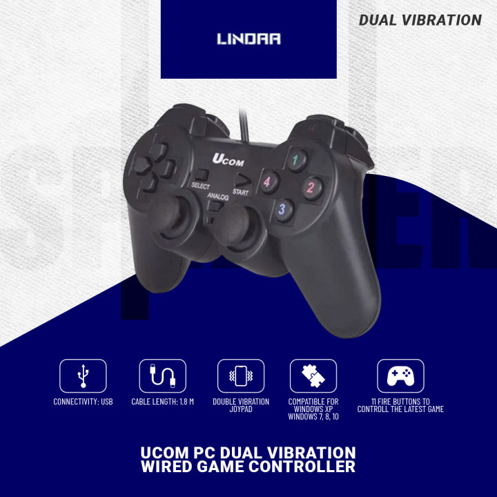 UCOM%20PC%20Dual%20Vibration%20Wired%20Game%20Controller%20Gaming%20Joypad%20Joystick%20USB%20Gamepad%20Joystick%20Gamepad%20Joypad%20For%20Win7/%20XP%20For%20PC%20Laptop%20Vibration%20Gamepads%20-%20Image%202