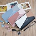 Geometric Luxury Leather Wallets Women Long Zipper Coin Purses Tassel Design Clutch Wallet Female Money Credit Card Holder. 