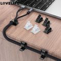 10Pcs Set Self Adhesive Cable Cords Organizer Clips / Desk Top Cable Wire Holders / Cable Line Management Tools / Wire Tie. 