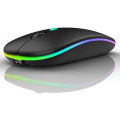 Rechargeable Wireless RGB Waterproof Optical Mouse, For Pc and Laptop Gamer Dual Model 2.4GHz Mouse - Nano receiver - Palm Grip - Black Fun Gaming - Optical Wireless Mouse.