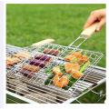 Steel Outdoor Camping Grill BBQ Mesh Net Tongs Clip Barbecue Cooking Tool-Silver. 