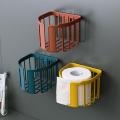 Toilet Paper Holder Tissue Rack Wall Mounted Bathroom Kitchen Roll Holder Adhesive Hanging Tissue Basket Drainage Storage Shelf.