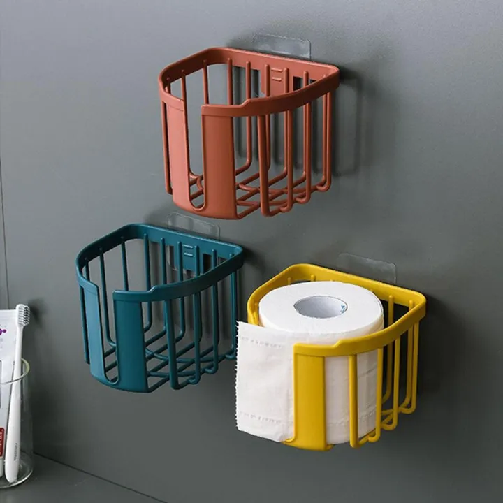 Toilet%20Paper%20Holder%20Tissue%20Rack%20Wall%20Mounted%20Bathroom%20Kitchen%20Roll%20Holder%20Adhesive%20Hanging%20Tissue%20Basket%20Drainage%20Storage%20Shelf%20-%20Image%202