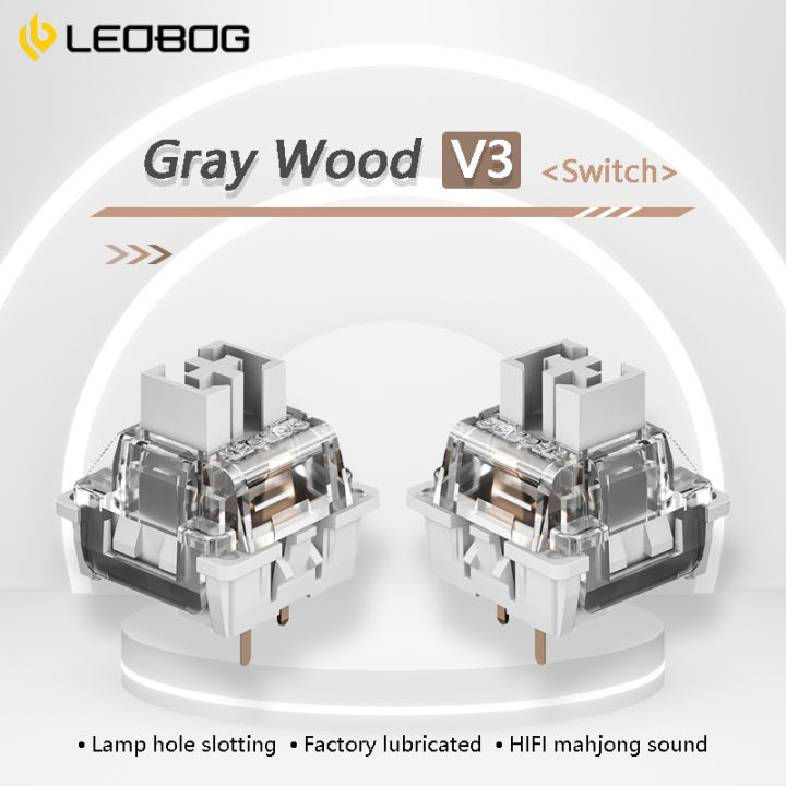 LEOBOG Gray Wood V3 Switch Linear Gray Switches for Custom Mechanical Keyboard 3Pin DIY Gaming Keyboard MX RGB Hot Swap Switch