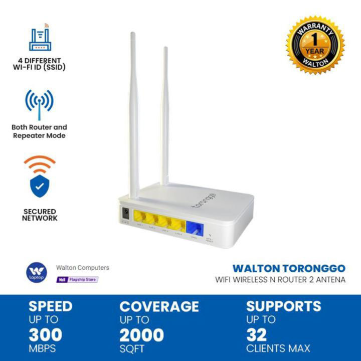 Walton Toronggo WIFI Wireless N Router 300Mbps, 5 dbi, 2 Antena ...