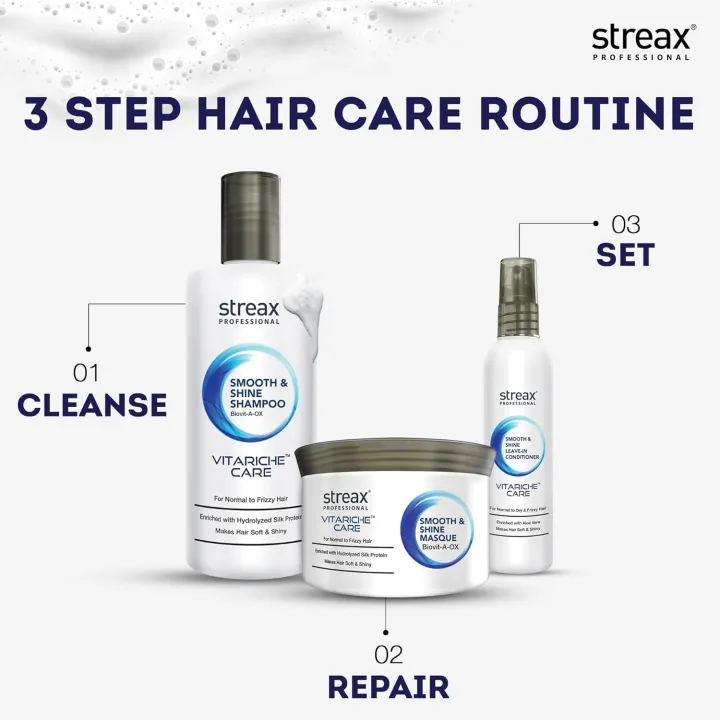 Streax%20Professiona%20Vitariche%20Care%20Smoothing%20Shine%20Shampoo%20300ml%20-%20Image%206